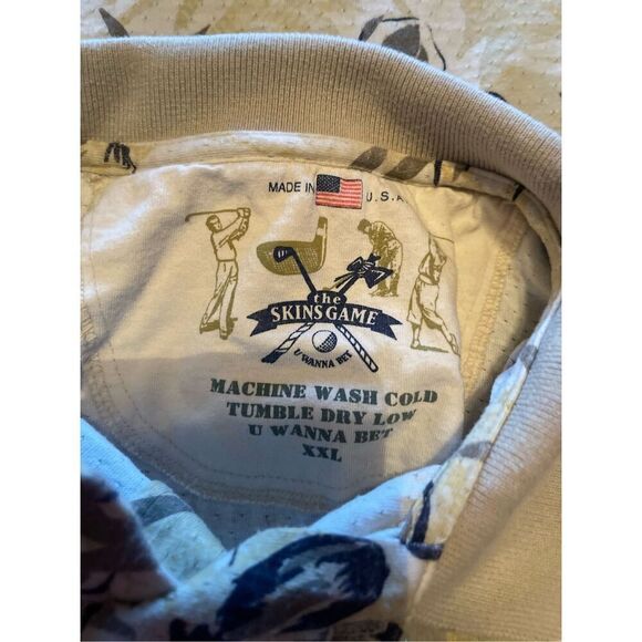 The Skins Game Mens Tan Tropical Print Hawaiian Short Sleeve Polo Size XXL - Picture 10 of 13